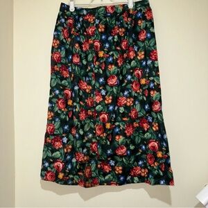Women’s Vintage Homemade Cottagecore Grandma Floral Midi Length Flowy Skirt NEW